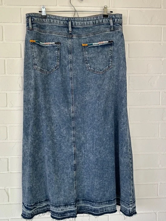 Brooklyn Dolly Long Cotton Jean Maxi Skirt Large - Picture 8 of 15